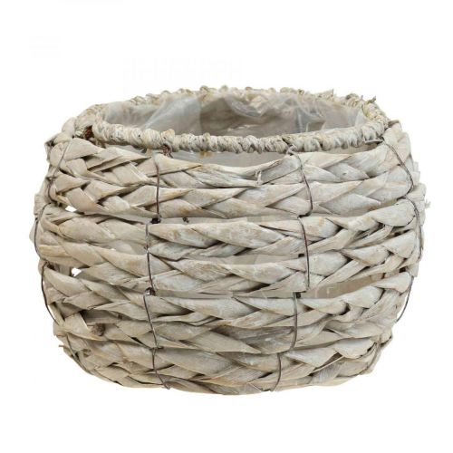 Koš na rostliny květináč rustikální bílý praný Ø17cm V11cm