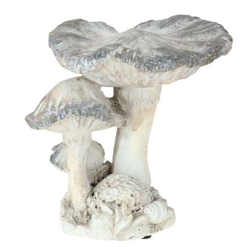 položky Dekorace z litého kamene s houbami, šedá a bílá, 21,5×18×22 cm