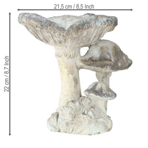 položky Dekorace z litého kamene s houbami, šedá a bílá, 21,5×18×22 cm