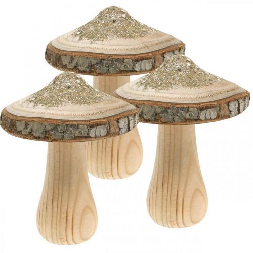 položky Dřevěná houbová kůra a třpytky deko houby dřevo V11cm 3ks