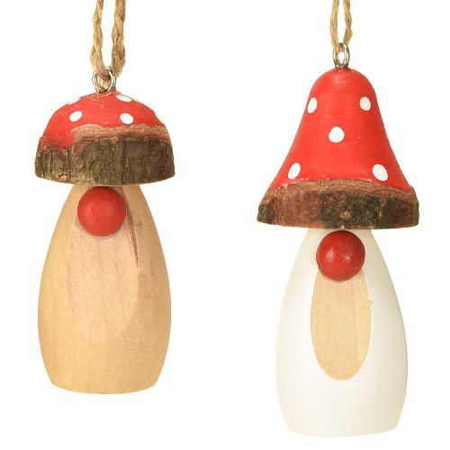 položky Hříbka na zavěšení dřevo bílá, hnědá asort 6,5/8cm 8 ks