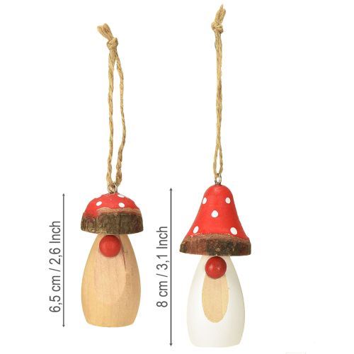 položky Hříbka na zavěšení dřevo bílá, hnědá asort 6,5/8cm 8 ks