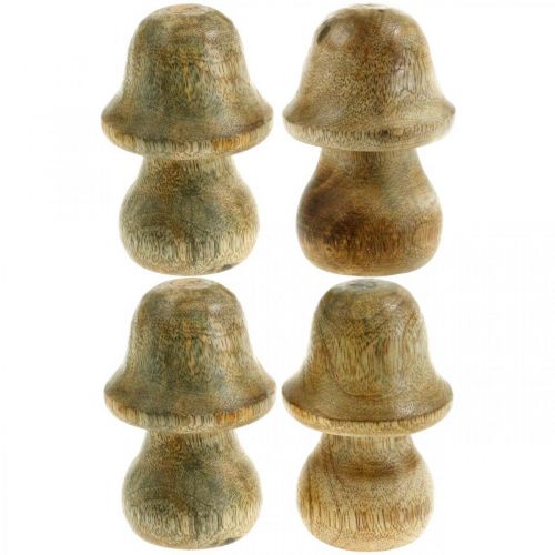Houbové mangové dřevo přírodní dřevěná houbová podzimní dekorace Ø5cm V7,5cm 6 kusů
