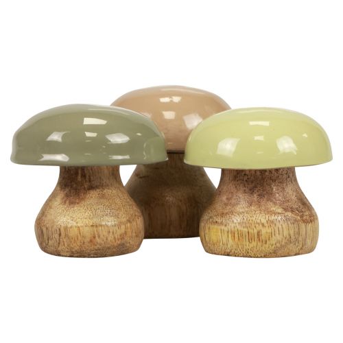 Dřevěné žampiony Deco Houby Wood Deco Béžová, Zelená Ø5cm V5,5cm 12ks