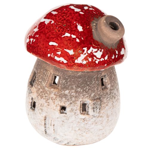 Dekorativní figurka muchomůrka s komínem, houbový domeček, světýlko, 10 cm, 2 ks | Floristik24.cz