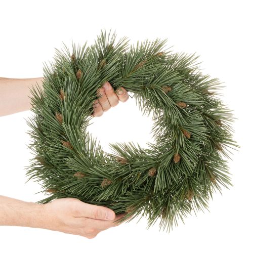 Umělý věnec z borových větviček s malými šiškami, 40 cm | Floristik24.cz