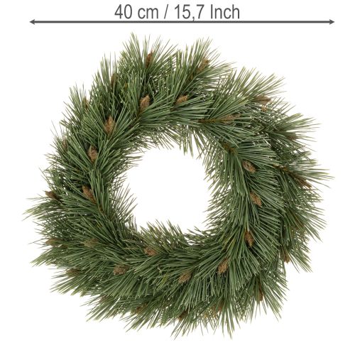 Umělý věnec z borových větviček s malými šiškami, 40 cm | Floristik24.cz