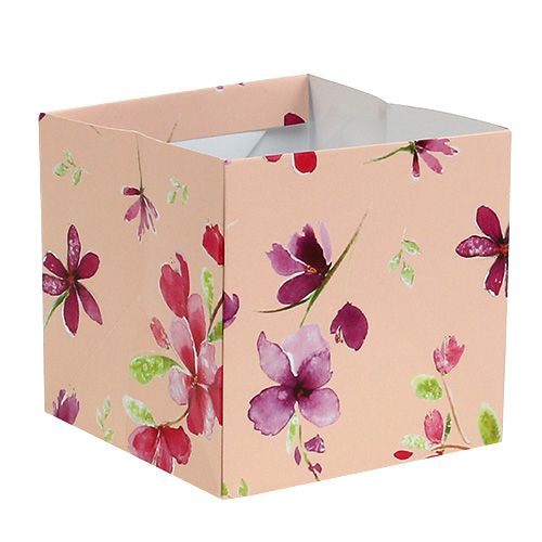 Floristik24 Papírová taška 12cm x 12cm růžová se vzorem 8ks