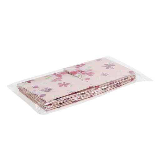 Floristik24 Papírová taška 12cm x 12cm růžová se vzorem 8ks