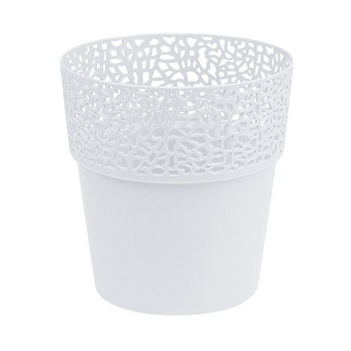 Floristik24 Plastový květináč bílý Ø14,5cm H15,5cm 1 kus