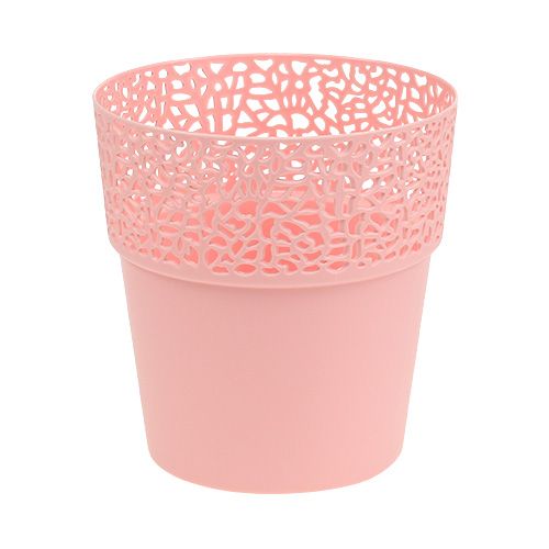 Floristik24 Plastový květináč růžový Ø14,5cm H15,5cm 1 kus
