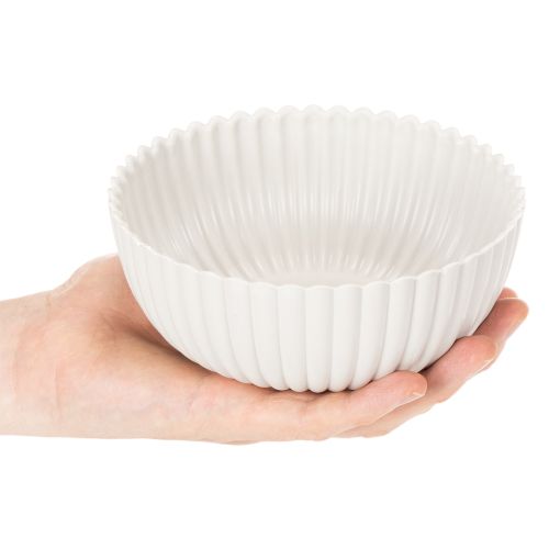 Kulatá, žebrovaná miska v bílé barvě pro všestrannou dekoraci, 15 cm, 2 kusy | Floristik24.cz