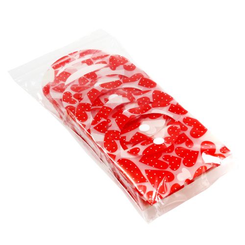Floristik24 Plastový sáček se vzorem srdce 9cm x 9,5cm x 3,5cm 10ks