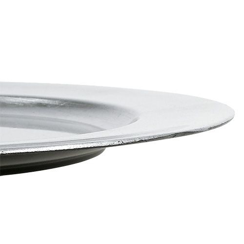 Floristik24 Plastový talíř 25cm stříbrný se stříbrným listovým efektem