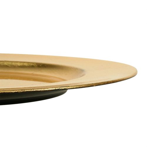položky Plastový talíř 25cm zlatý s efektem zlatého lístku