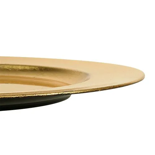 Plastový talíř Ø33cm zlatý s efektem plátkového zlata | Floristik24.cz