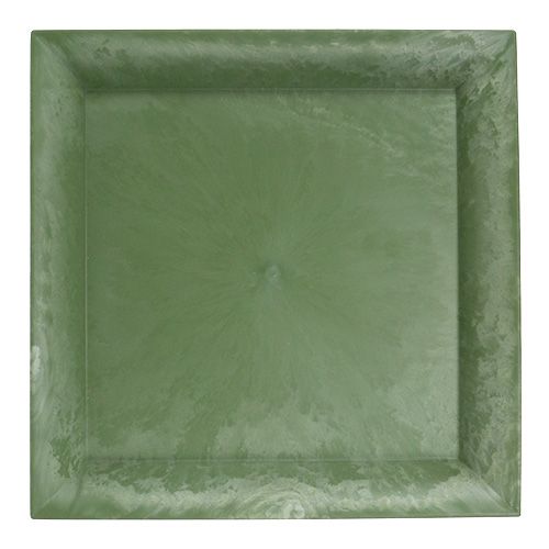 Floristik24 Plastový talíř zelený čtverec 26cm x 26cm