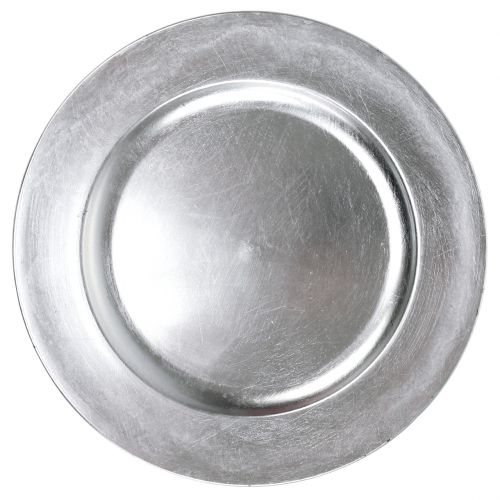 Floristik24 Plastový talíř stříbrný Ø33cm s efektem glazury