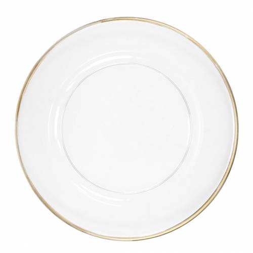položky Dekorativní talíř se zlatým okrajem z čirého plastu Ø33cm
