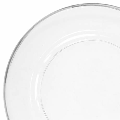 položky Dekorativní talíř se stříbrným okrajem z čirého plastu Ø33cm