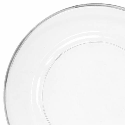 Floristik24 Dekorativní talíř se stříbrným okrajem z čirého plastu Ø33cm