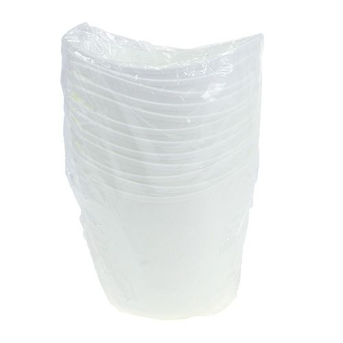 Floristik24 Plastové hrnce s uchy 12ks. 14 cm x 12 cm bílá
