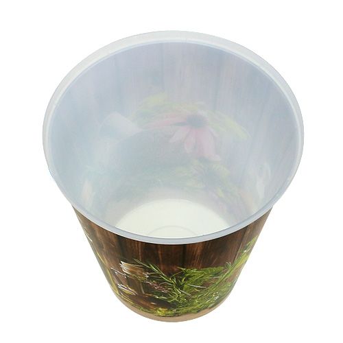 Floristik24 Plastový květináč s bylinkovým motivem Ø12cm V13,5cm, 1ks