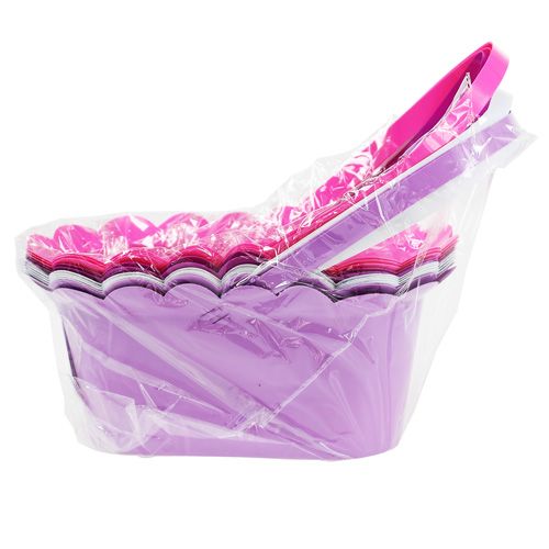 Floristik24 Plastový hrnec ovál s uchem vícebarevný 21,5cm x 11cm 10ks