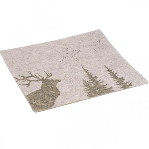 Floristik24 Prostírání vánoční dekorace na stůl hnědá plsť 45×35cm 4ks