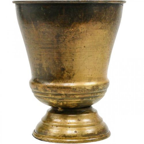 Floristik24 Vintage květináč kovový hrnek váza mosaz Ø14cm H17cm