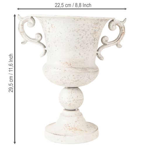 položky Hrnek s uchem kovový dekorativní květináč šedobílý V29,5cm