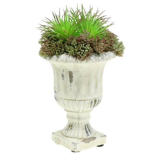 Floristik24 Šálek starodávný kámen litý krém Ø9cm V12cm 2ks
