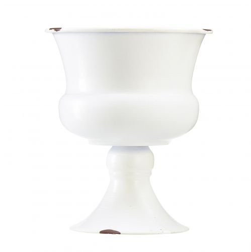 Pohár na výsadbu bílý kov shabby chic Ø13,5cm H19cm