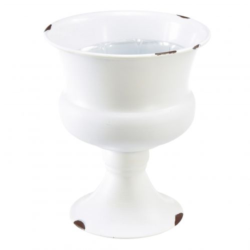 položky Pohár na výsadbu bílý kov shabby chic Ø13,5cm H19cm