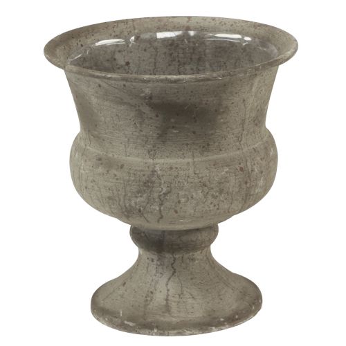 Váza na šálek kovová ozdobná mísa šedá starožitná Ø13,5cm H15cm