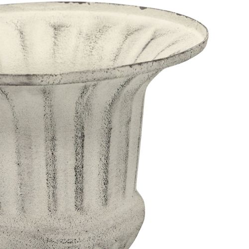 Floristik24 Váza na šálek Metal Deco Shabby Chic Bílá Šedá V24cm Ø20cm