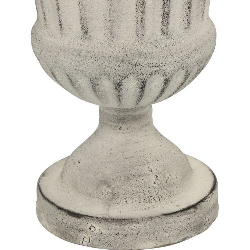 Floristik24 Váza na šálek Metal Deco Shabby Chic Bílá Šedá V24cm Ø20cm