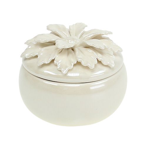 Floristik24 Porcelánová dóza krémová Ø7,5cm V6cm