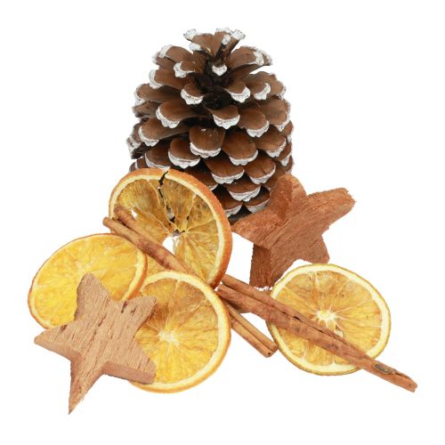 Floristik24 Potpourri vánoční plátky pomeranče šišky skořicové dřevo 150g