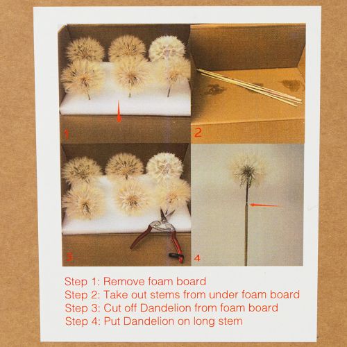 položky Umělá pampeliška dekorativní květina pro moderní interiérový design, bytový doplněk, 50 cm, 4 kusy