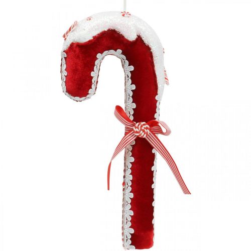 Floristik24 Dekorace z cukrové třtiny velká vánoční červená bílá s krajkou V36cm