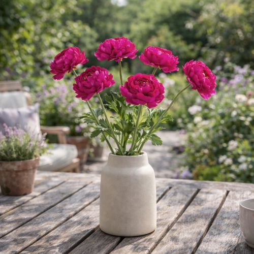 položky Umělý pryskyřník jako samostatná květina pro nadčasový a všestranný interiérový design, 51 cm, 3 kusy