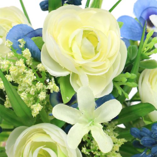 Floristik24 Kytice Ranunculus s hroznovými hyacinty bílá 25cm