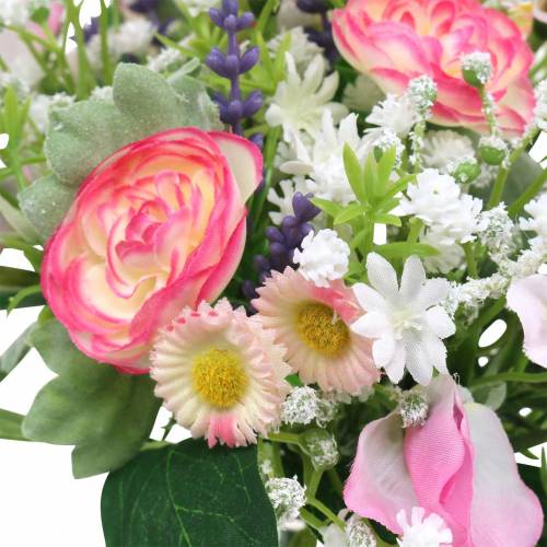 Floristik24 Umělá kytice s ranunculus a bellis růžová, bílá Ø20cm