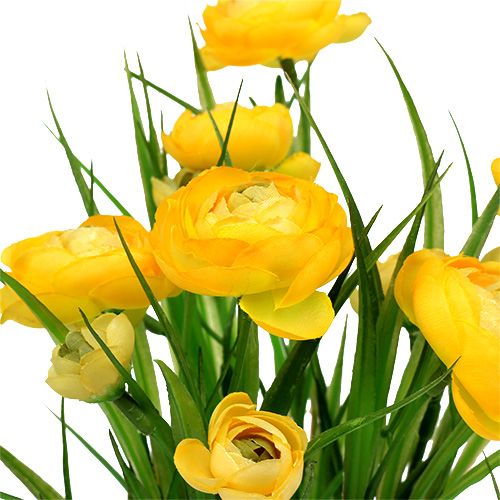 Floristik24 Kytice Ranunculus s trávou 35cm žlutá