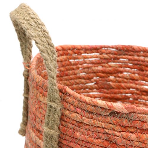 Floristik24 Ratanový koš přírodní/oranžový Ø40/32/26cm 3ks
