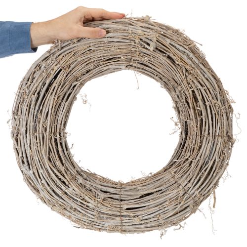 Dekorativní věnec, ratanové větve, bíle natřené, pro kreativní design, 50 cm | Floristik24.cz