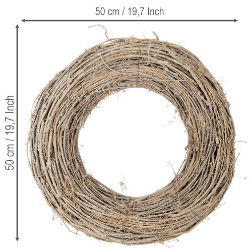 Dekorativní věnec, ratanové větve, bíle natřené, pro kreativní design, 50 cm | Floristik24.cz