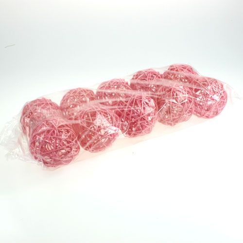 Floristik24 Ratanová koule Ø10cm růžová 10p