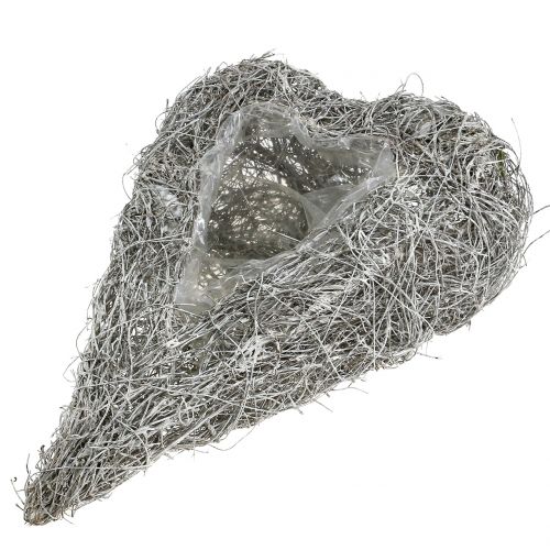 Vinné srdce na výsadbu bílé prané 35cm x 23cm 1ks | Floristik24.cz